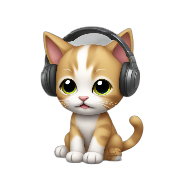 sad kitten listening to music emoji