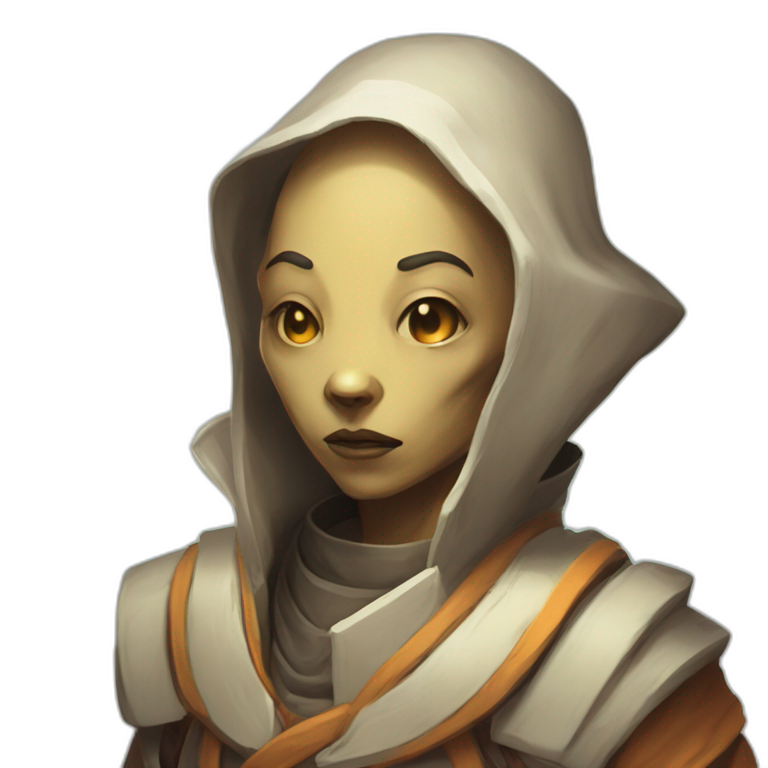 alien monk futuristic roguelike rpg style inspired by slay thee spire emoji