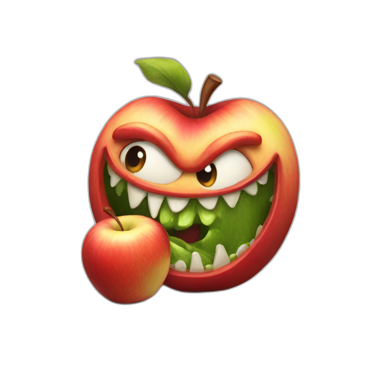 Monster eating apple emoji