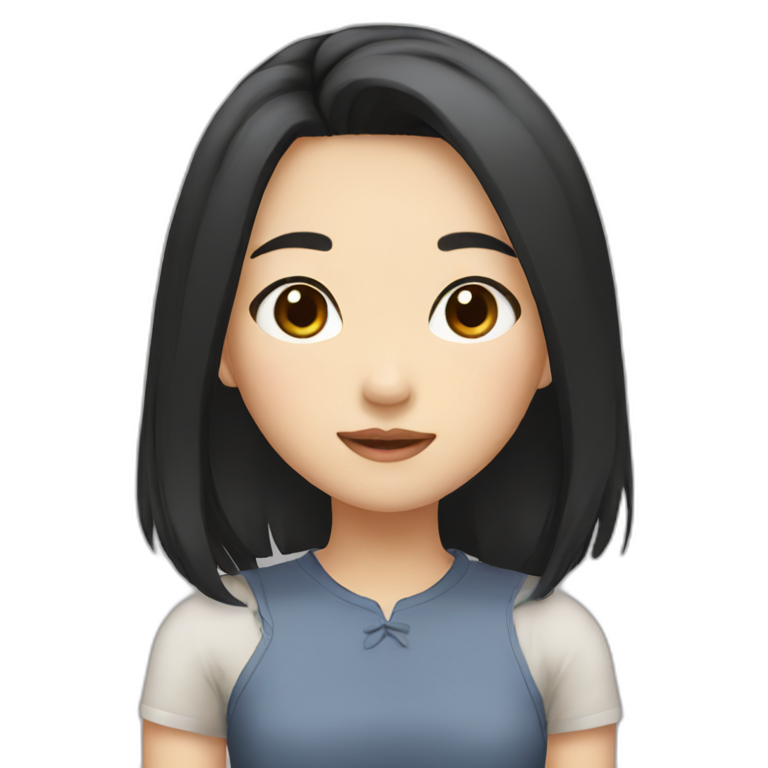 cute Asian girl with black hair and brown eyes emoji