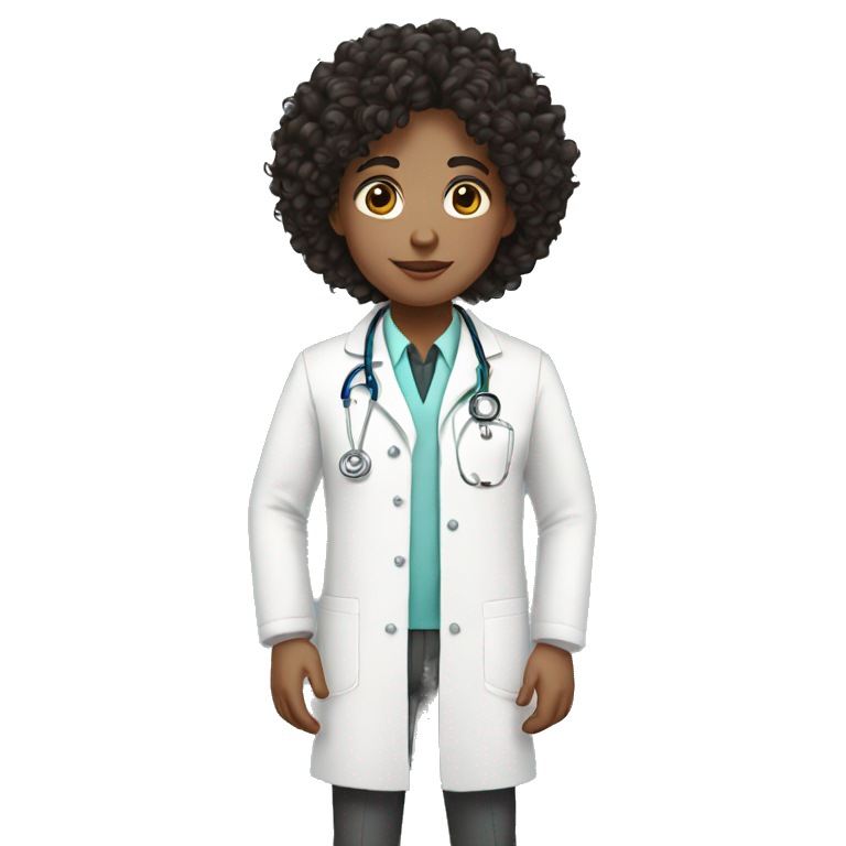 DOCTOR black race curly hair white coat emoji