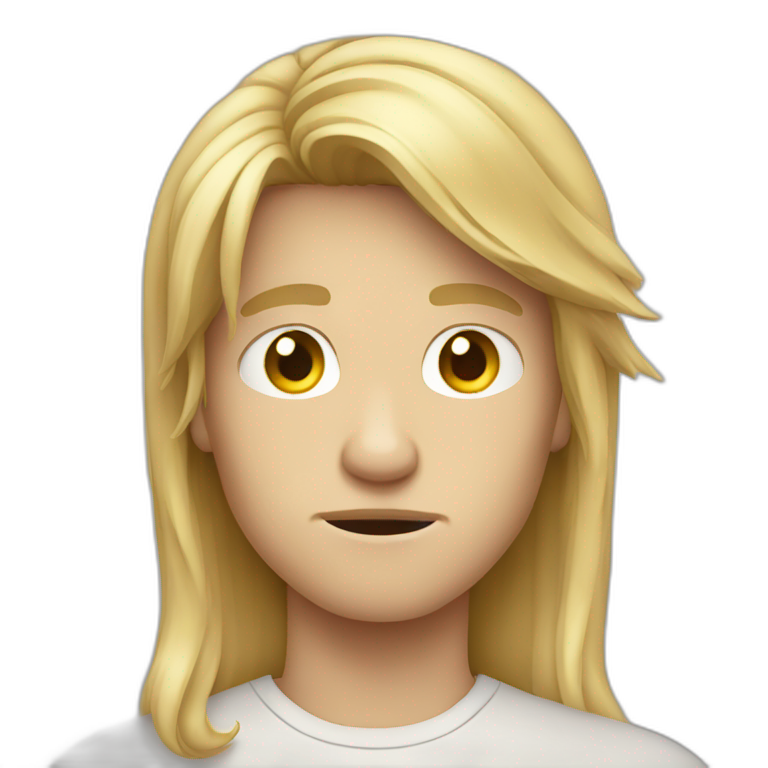 Frowning teen-ager boy with long blond hair emoji