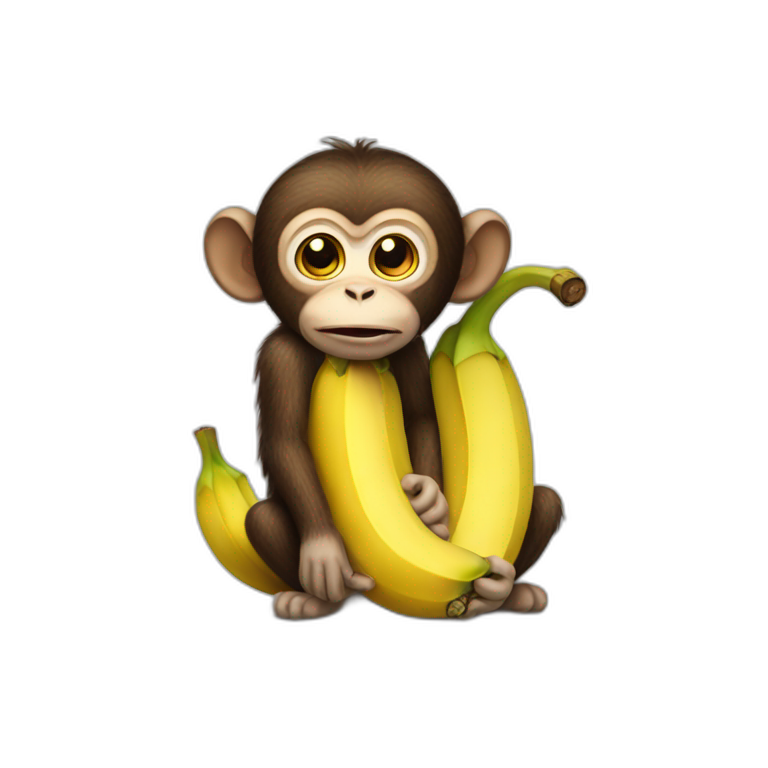 Monkey looking like a banana emoji