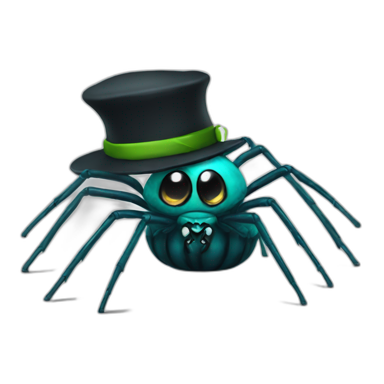 mean spider aqua black with hat emoji