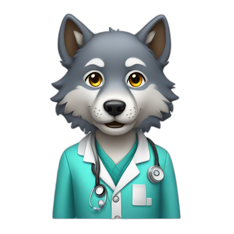 Wolf in doctor's outfit emoji