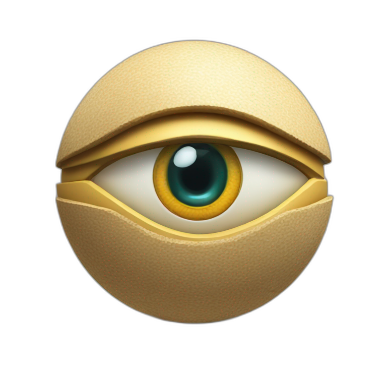 3d sphere with a cartoon Husk skin texture with Eye of Horus emoji