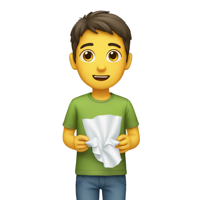 Boy giving tissue emoji