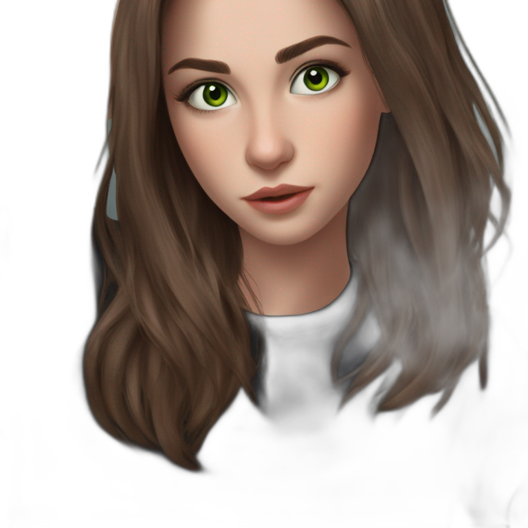 green-eyed girl in black shirt emoji