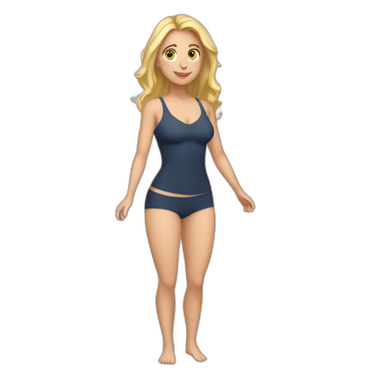 fit Caucasian woman small panties hands-in-hair pose (full body) emoji