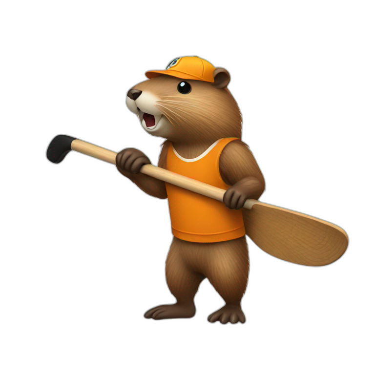 beaver with hockey stick emoji