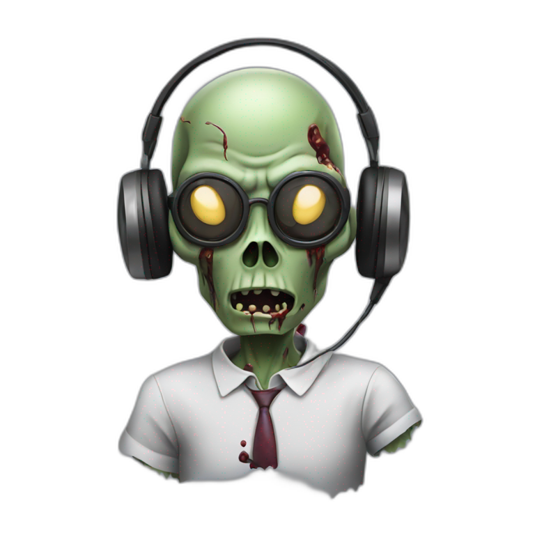 Zombie listening music in headphones  emoji