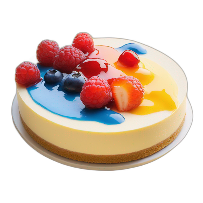 No bake cheesecake with 3 colored jams red blue and yellow  emoji