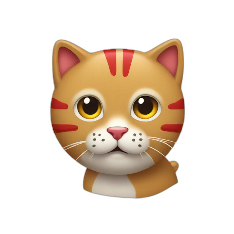 un chat qui suce un bâton avec un bout rouge emoji