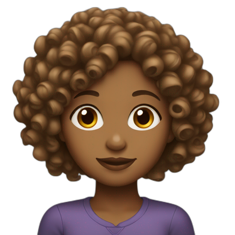 brown girl with curly hair emoji