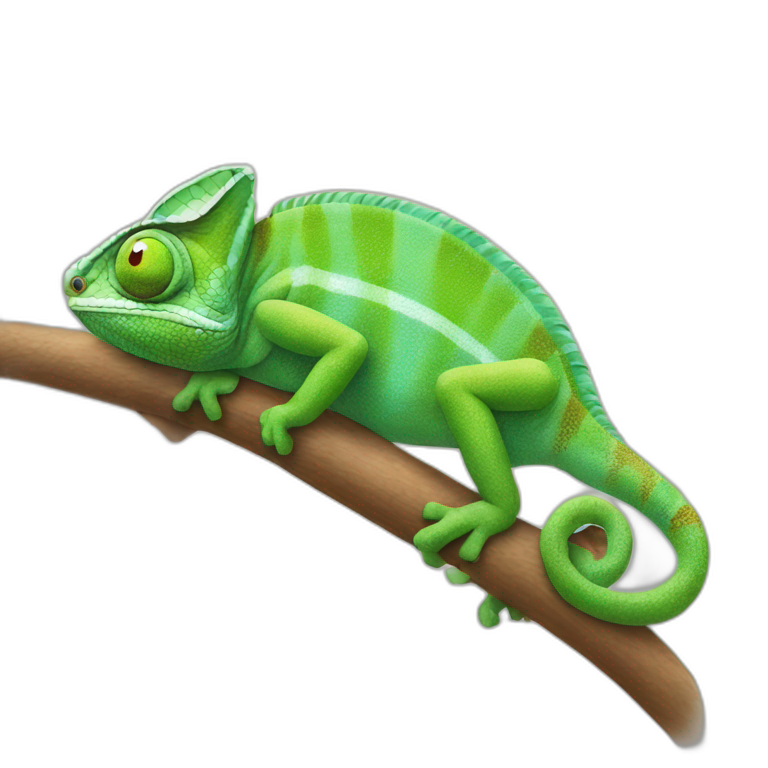 Chameleon using an iPhone emoji