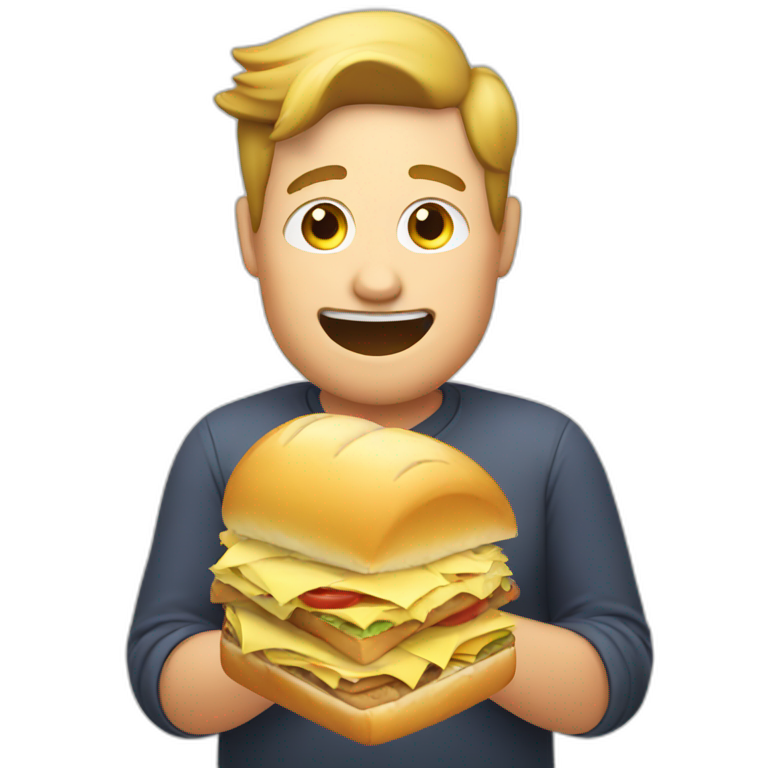 obese eating sandwich emoji
