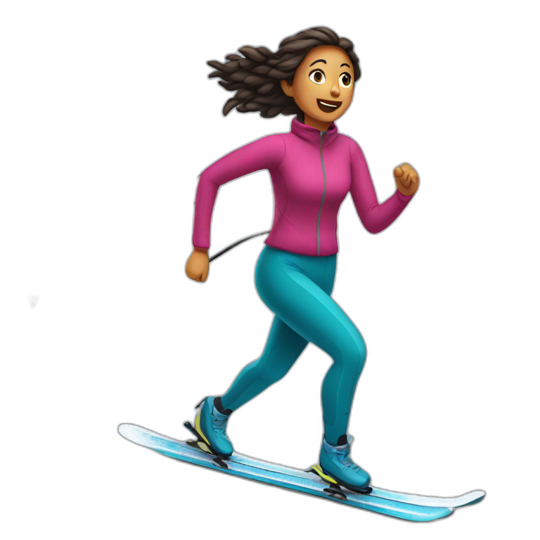 Woman running away on skis emoji