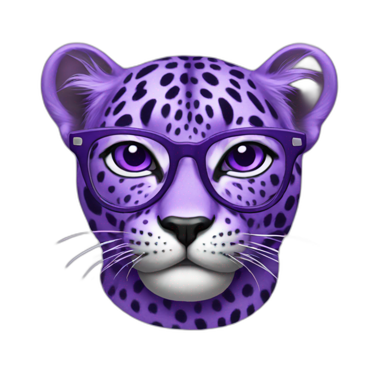 Purple leopard with glasses emoji