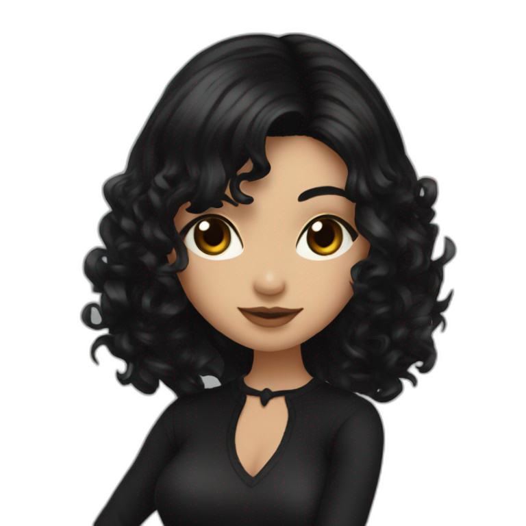 Latina-goth-girl-with-black-hair-and-brown-eyes--dancing emoji