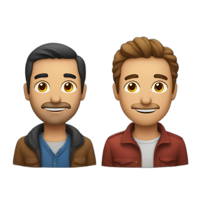 Two people talking face to face, one spanish man, and one american man emoji
