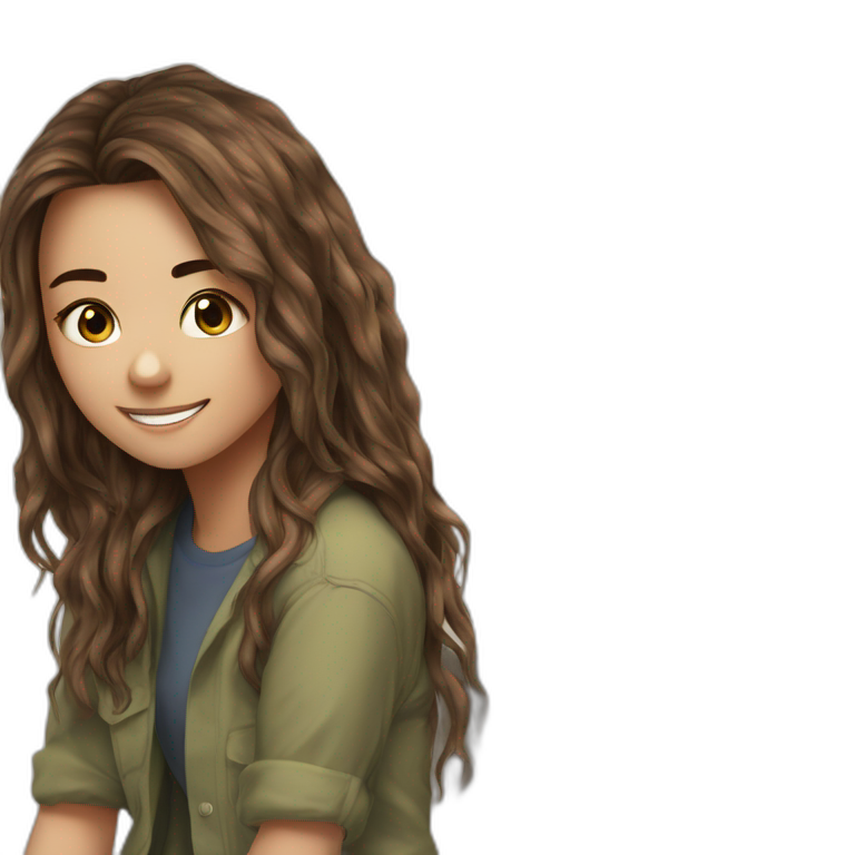 happy brown-haired girl looking emoji