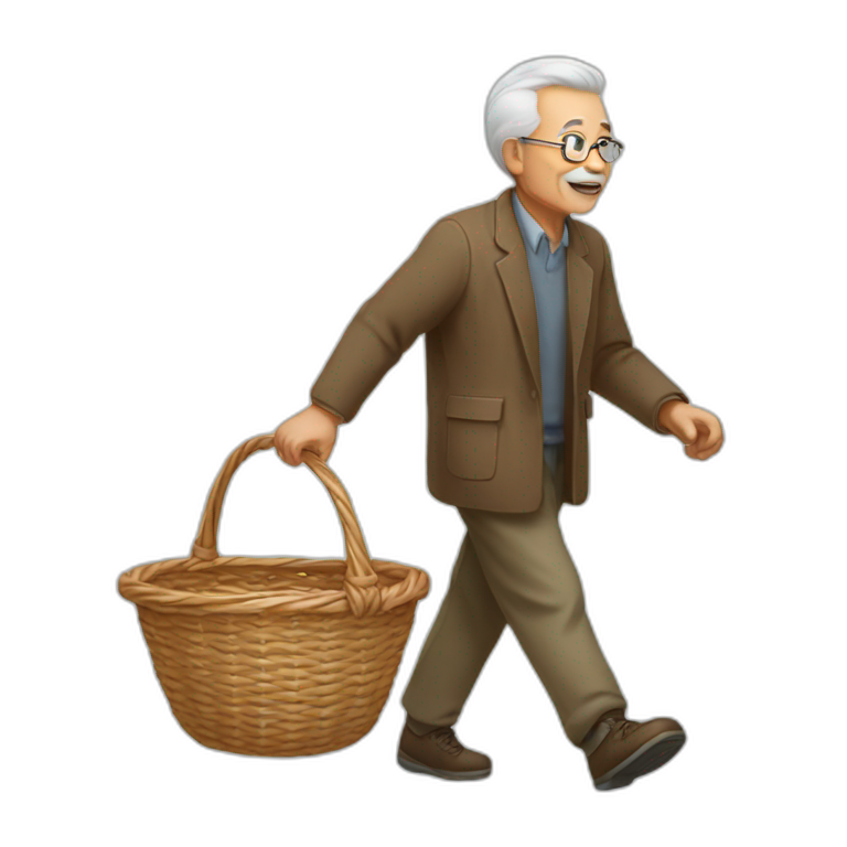 Grand father walking with a basket emoji