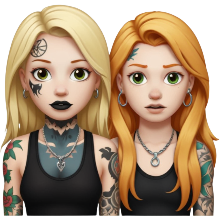 girl with long blonde hair, black tattoos and a septum piercing next to ...