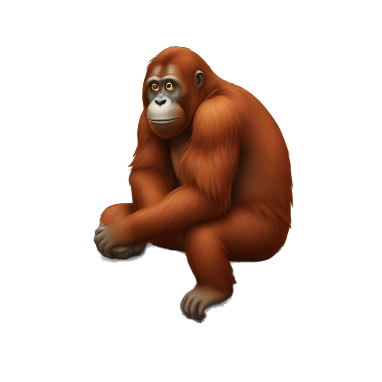 Orangutan sitting on a rock emoji