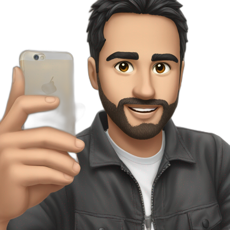 bearded boy taking selfie emoji