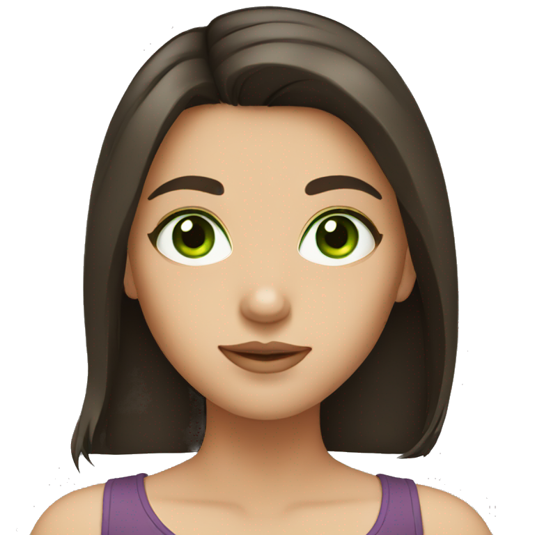 Girl with dark brown hair and green eyes emoji