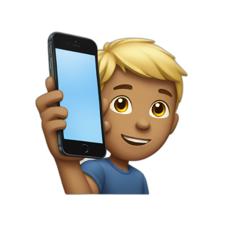 boy using iphone emoji