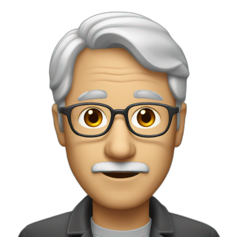 50 years professor with gray hair, without beard and mustache emoji