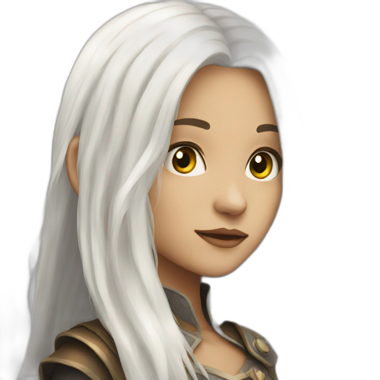 rpg girl with long white hair emoji