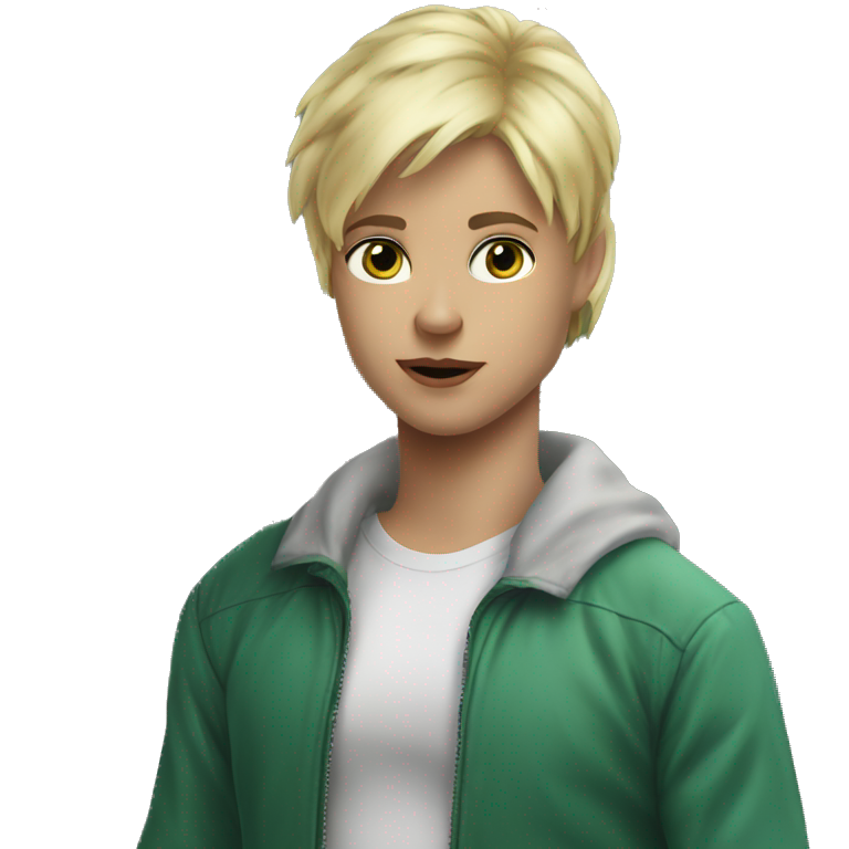 blonde hair and green jacket emoji