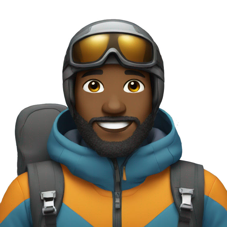 black man with beard skiing emoji