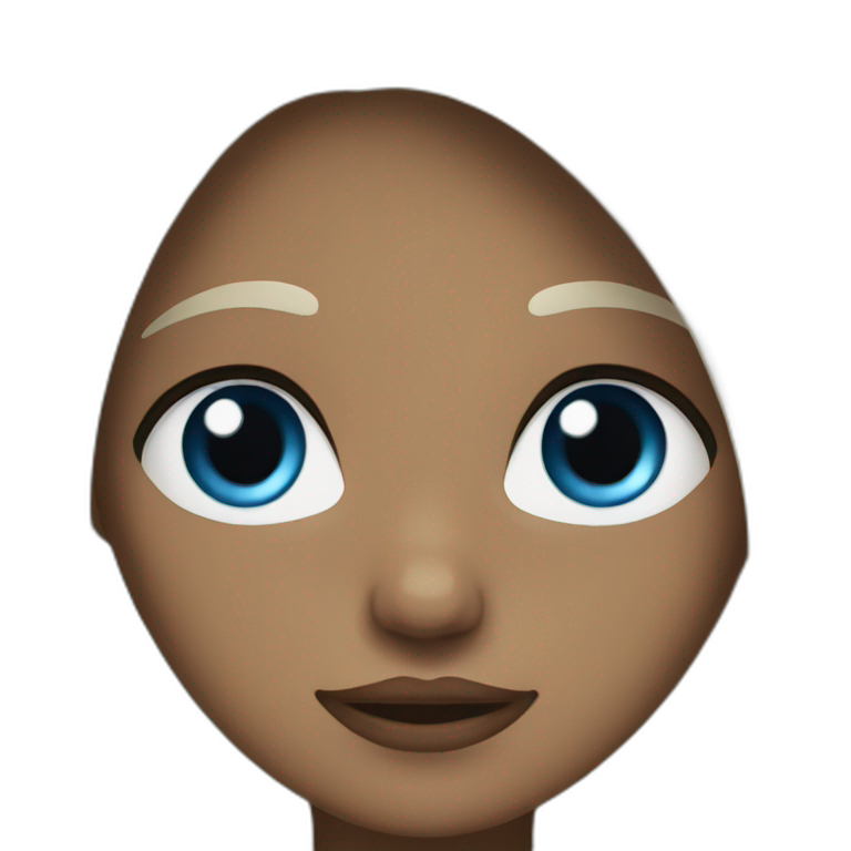Girl long hair black and blue eyes emoji