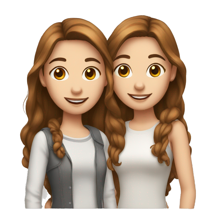 best friends both white with brown hair emoji