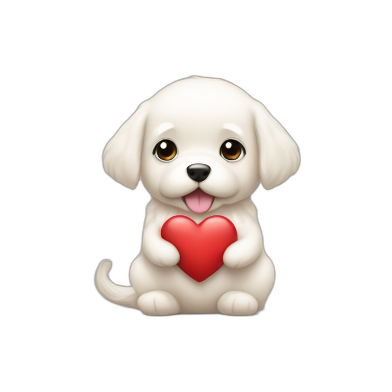 malteese holding a heart emoji