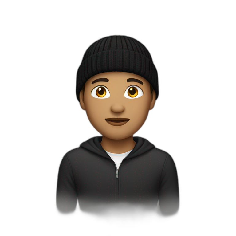Light skin man with black beanie emoji
