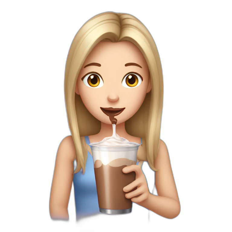 Dark Blonde hair Girl drinking chocolate milk emoji