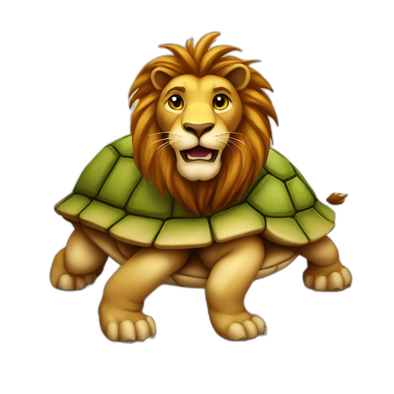 Lion sur une tortue emoji