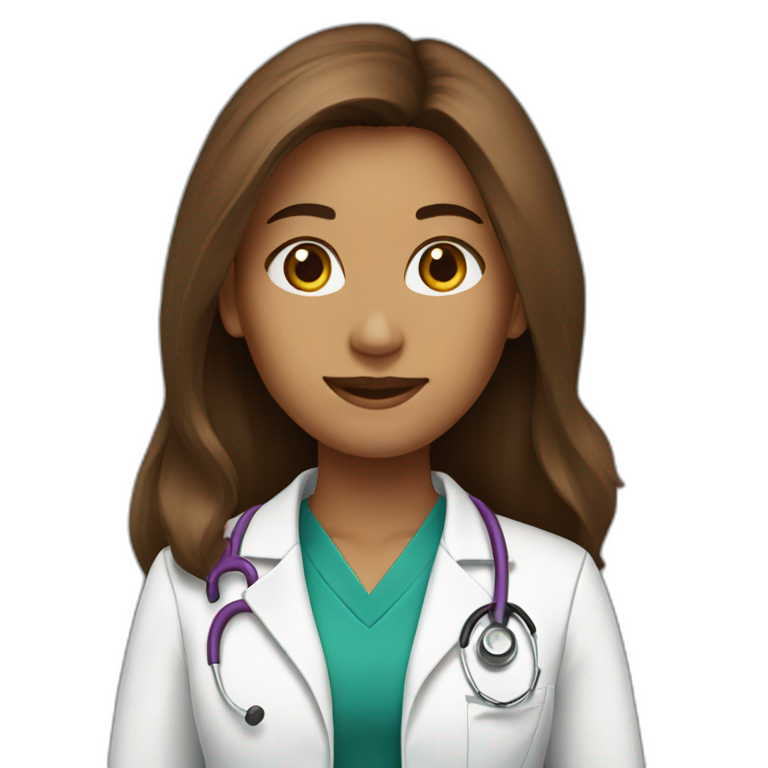 doctor women brown long hair emoji