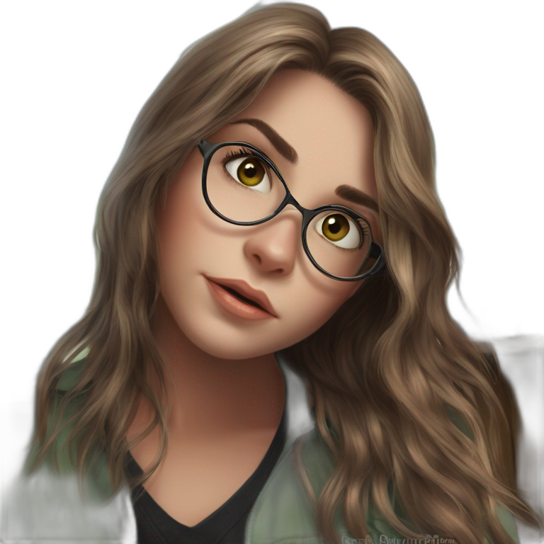 serene brown-haired girl with glasses emoji