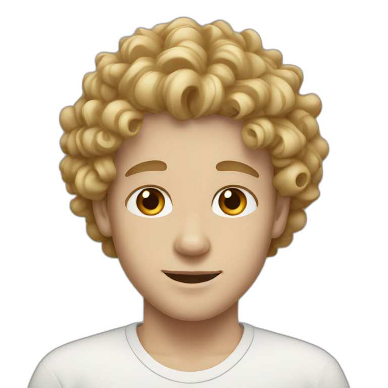 white BOY WITH brown eyes curly hair blonde emoji