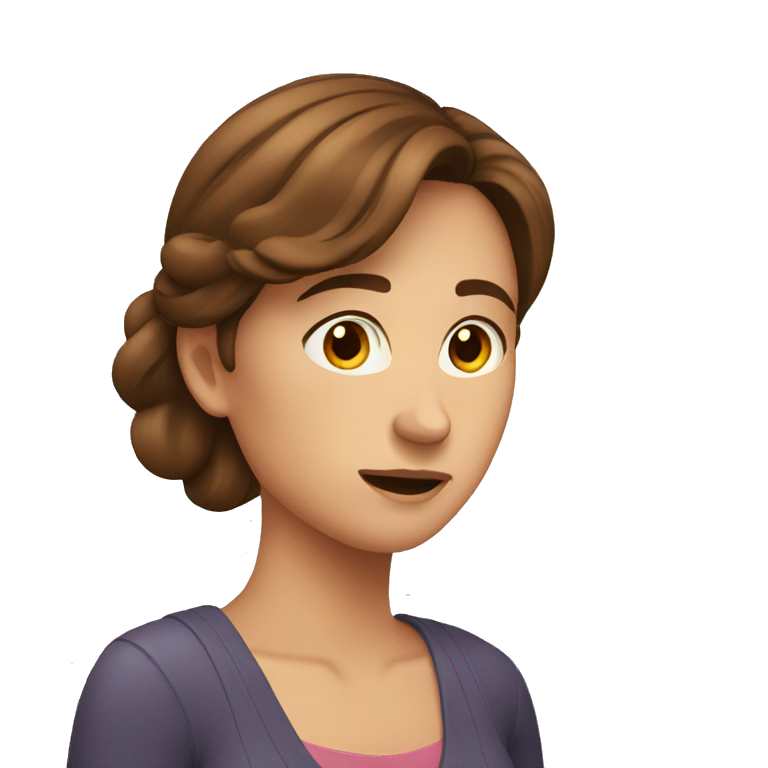 worried-women-with-brown-hair smiling emoji