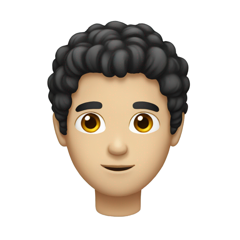 thinking white male black hair  emoji