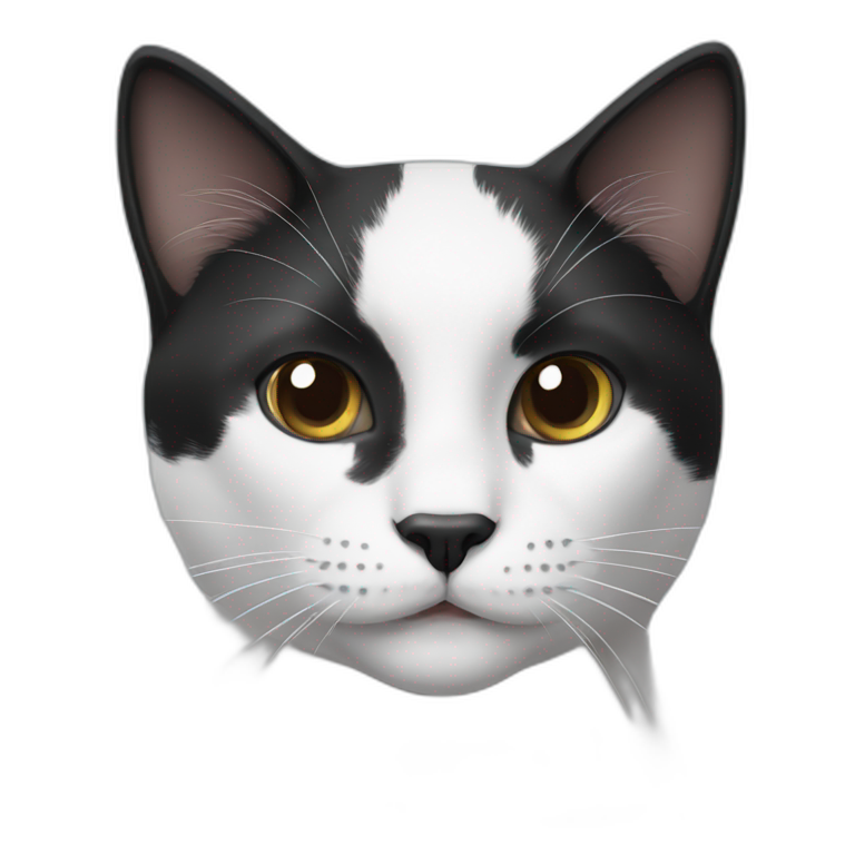 Black-and-White-cat-with-black-nose emoji