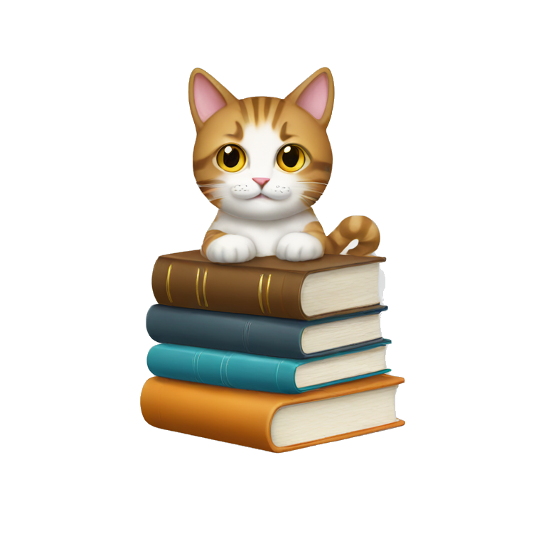 books, coffee, cat  emoji