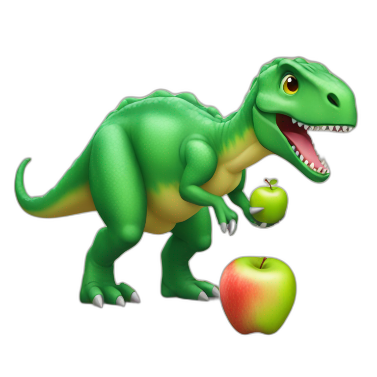 Dinosaur eating apple emoji