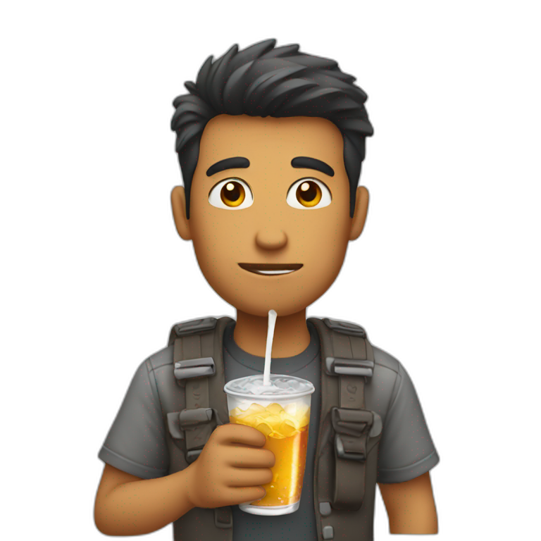guy drinking soda emoji